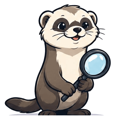 SEOFerret mascot holding a magnifying glass